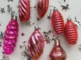 Vintage julekugler, rosa sæt, 7 stk samlet - 4