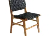 B2B Engros -  Perugia Spisebordstol i teak med læder - Lys-sort