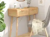 Konsolbord 80x30x75 cm massivt fyrretræ naturlig rattan brun