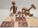 Mugge vintage samlefigurer i bøgetræ. Sjældent