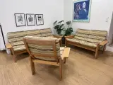 Sofasæt 3-pers + 2-pers, samt en høj stole i Eg,  - 4