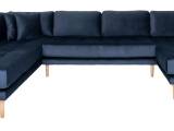 Lido U-Sofa med open end mørkeblå velour højrevendt