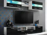 TV-møbelsæt i 5 dele med LED-lys højglans sort