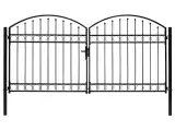 Hegnslåge med dobbeltdør og buet top stål 300 x 125 cm sort