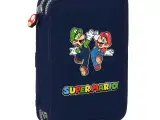 Dobbelt penalhus Super Mario 12.5 x 19.5 x 4 cm Marineblå (28 stk)