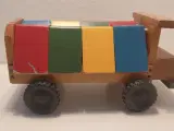Vintage container/skraldebil i træ med 8 låger.
