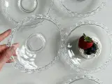 Kagetallerkner, klart glas m gennembrudt kant, 6 stk samlet