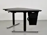 Hæve-/sænkebord med sort linoleumsplade og sort og grå stel - 3