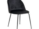 Geneve Spisebordsstol - Stol i sort velour med sorte ben HN1207