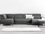 FOCUS U sofa sort pu læder højrevendt