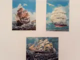 3 stk. 3D Postkort med Skibe