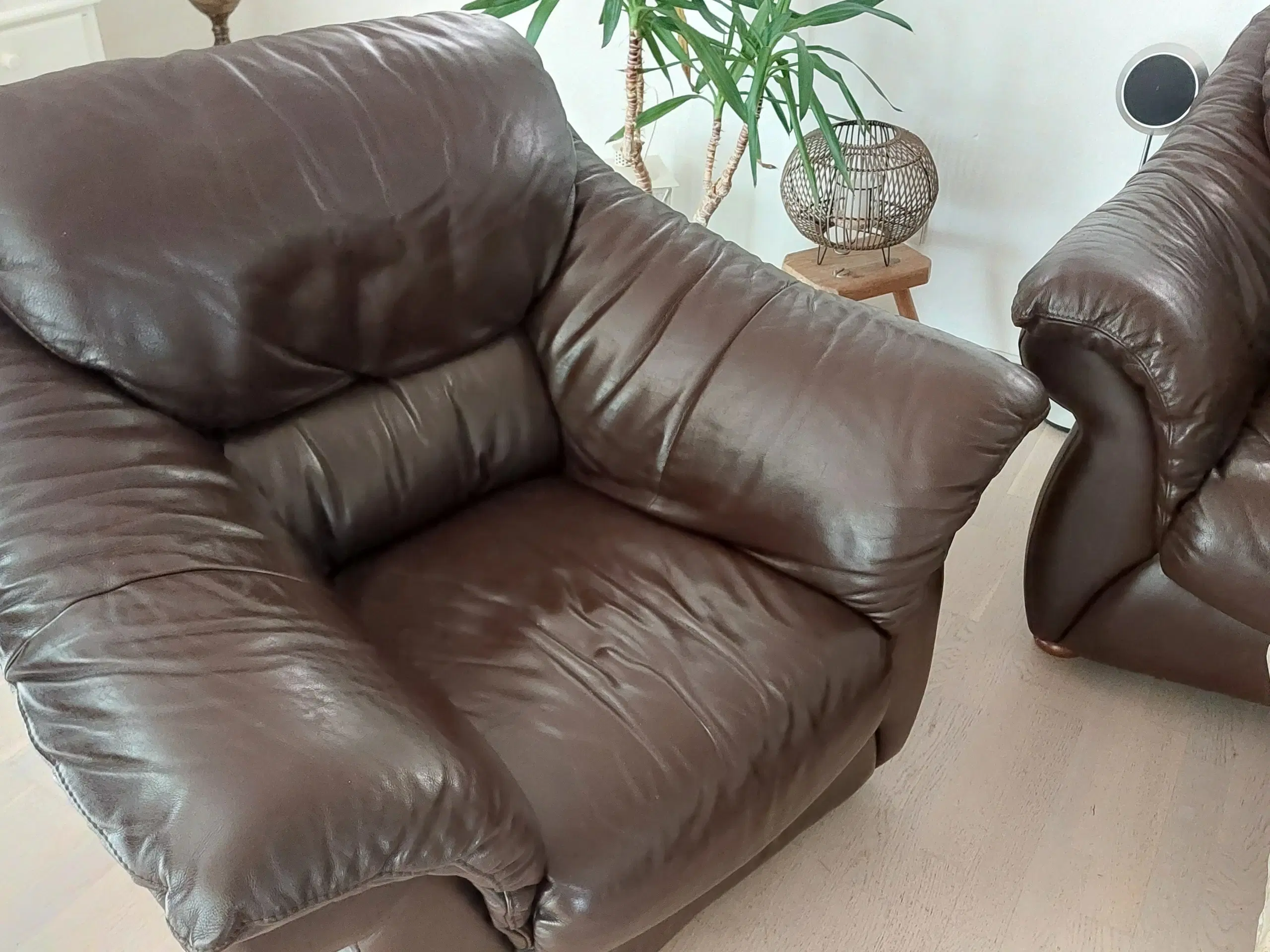 Brun lædersofa 3+2+1