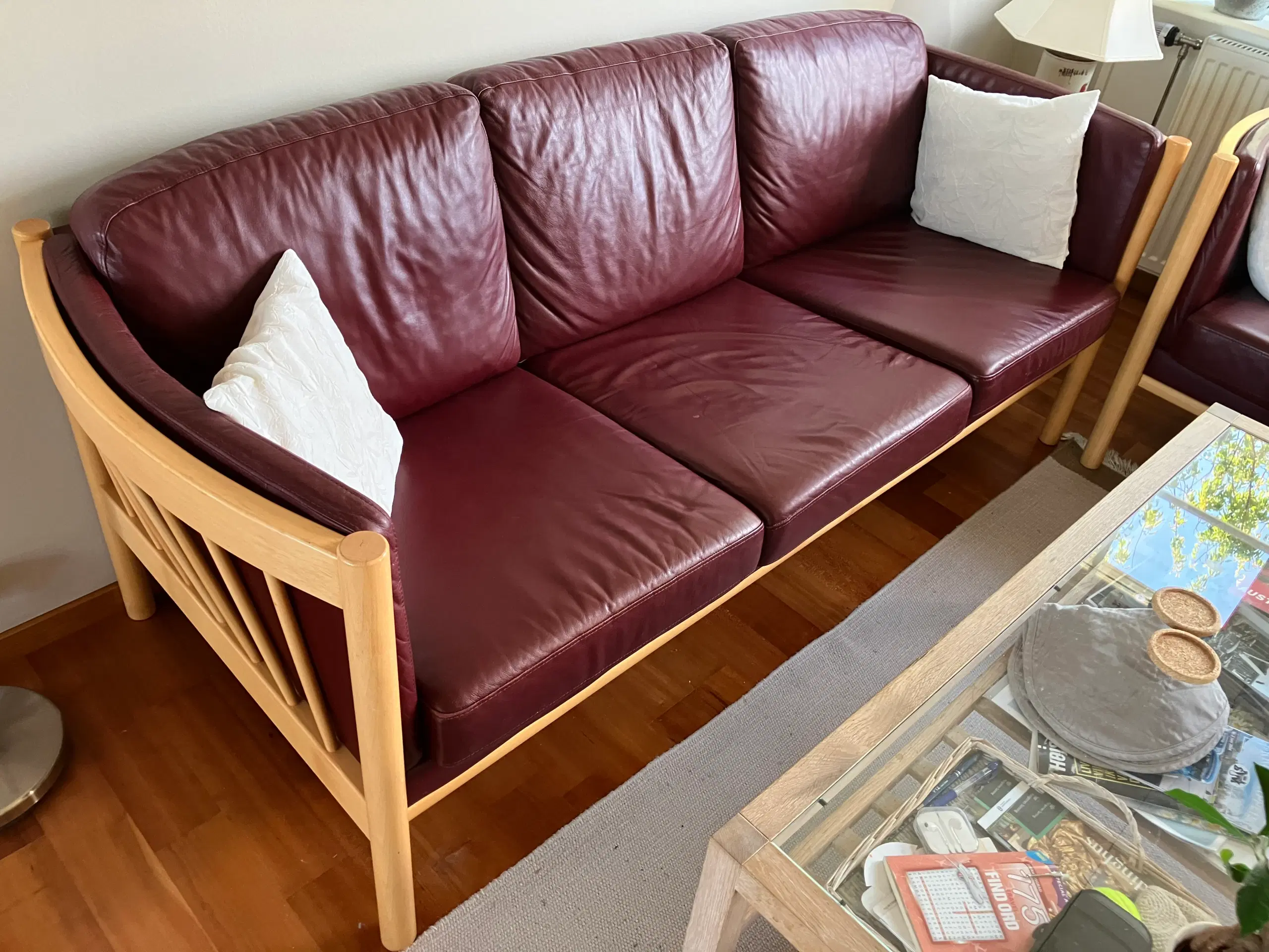 Rødbrun Læder sofa