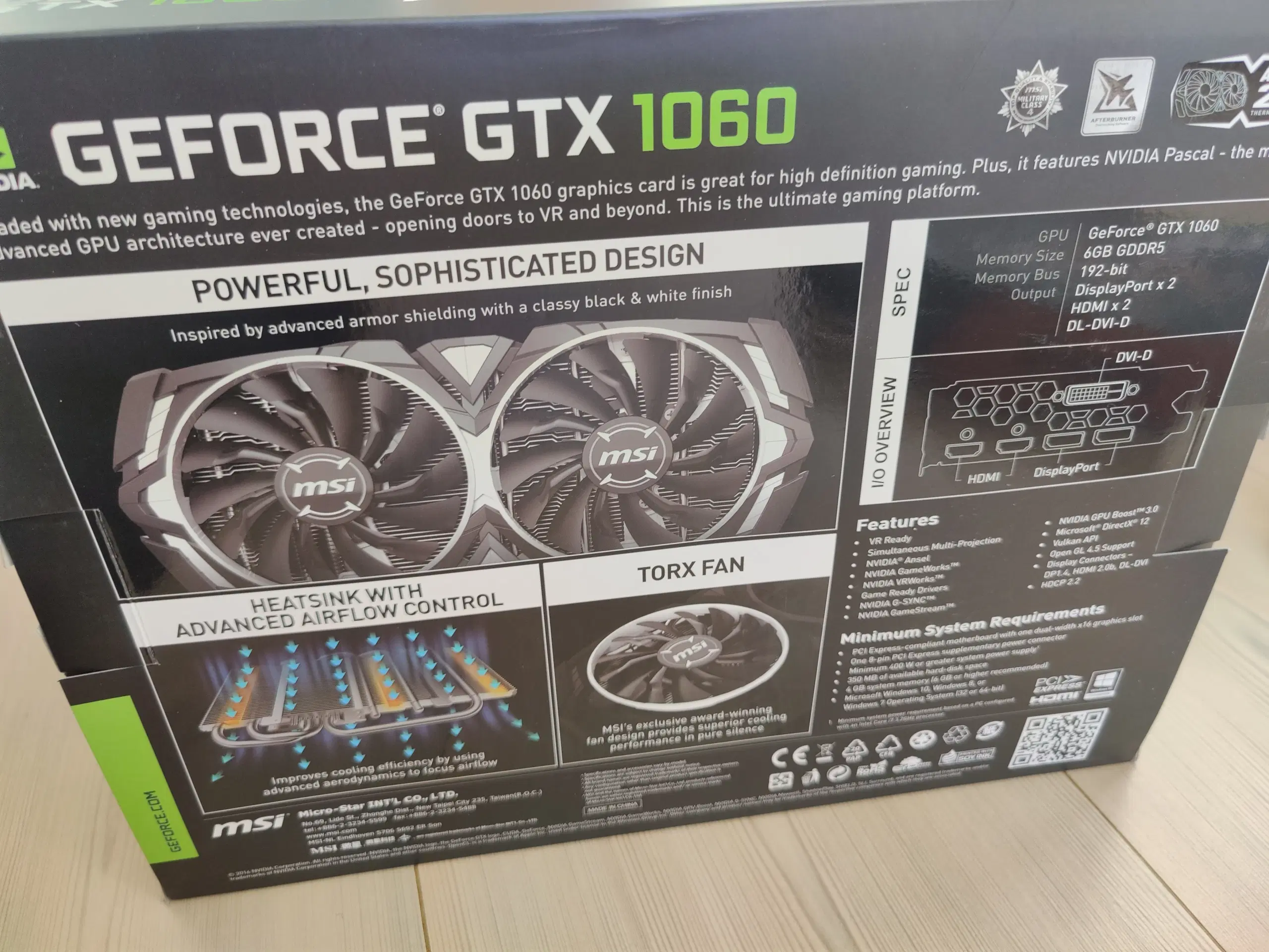 MSI Geforce GTX 1060 ARMOR OC 6GB