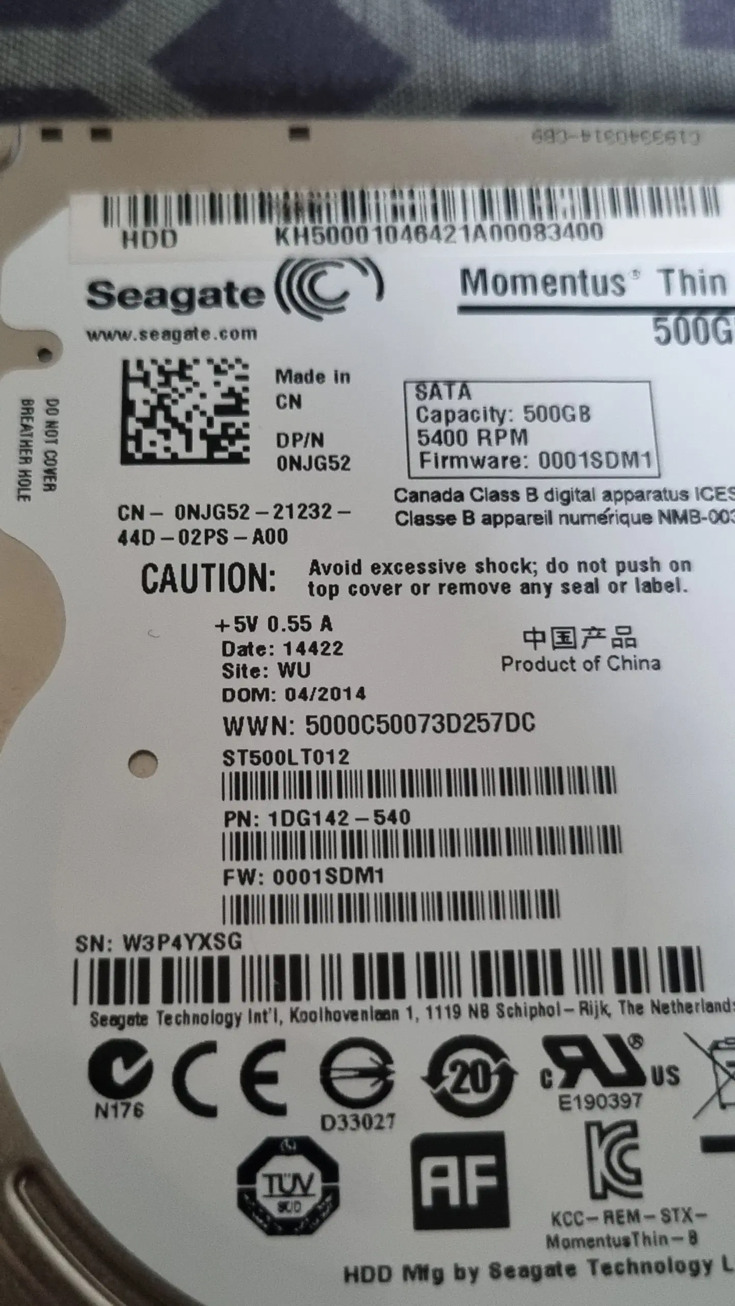 Seagate 500GB 25" harddisk