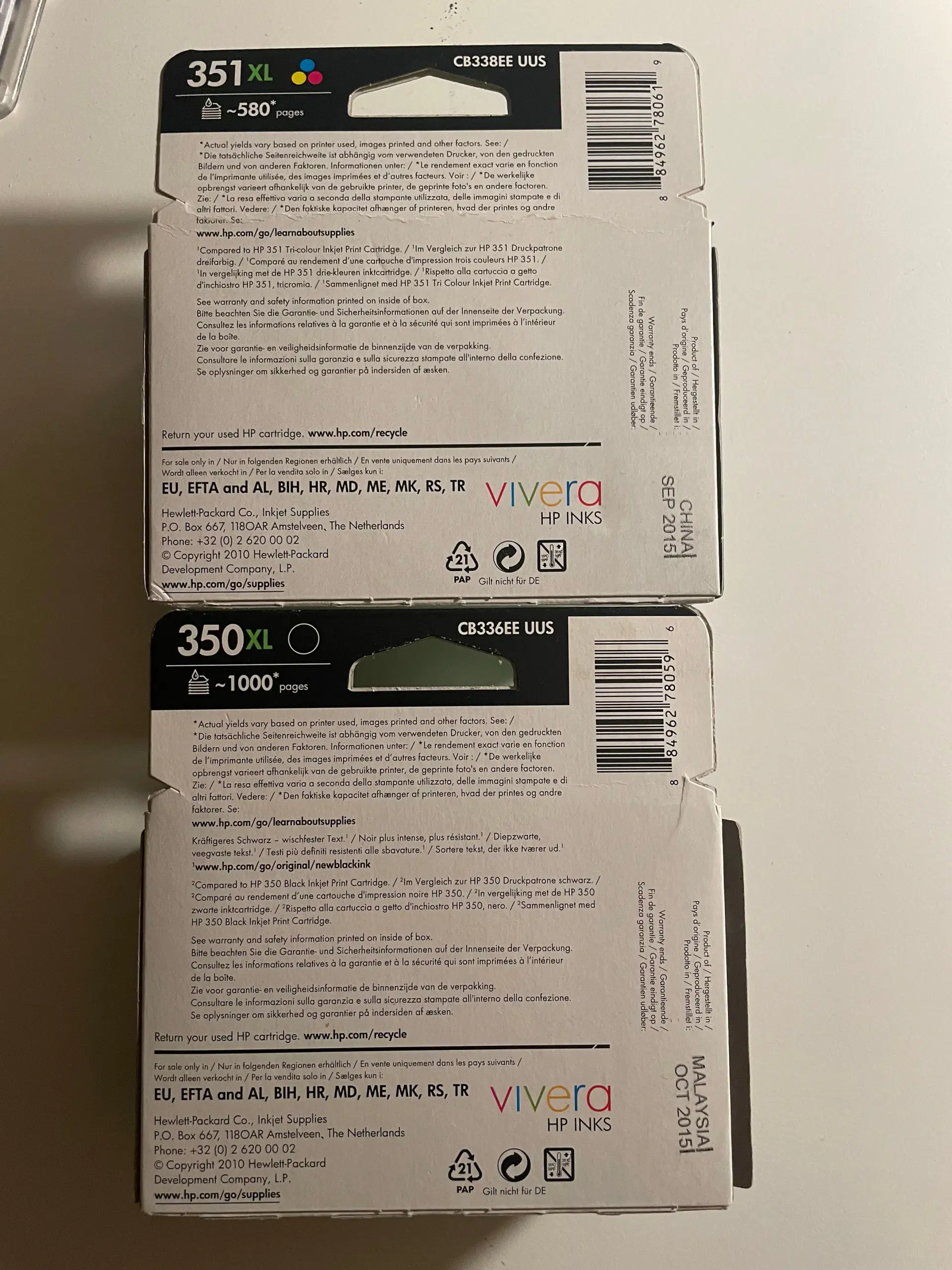 HP Inkjet Print Cartridge 350 xl 580 siders