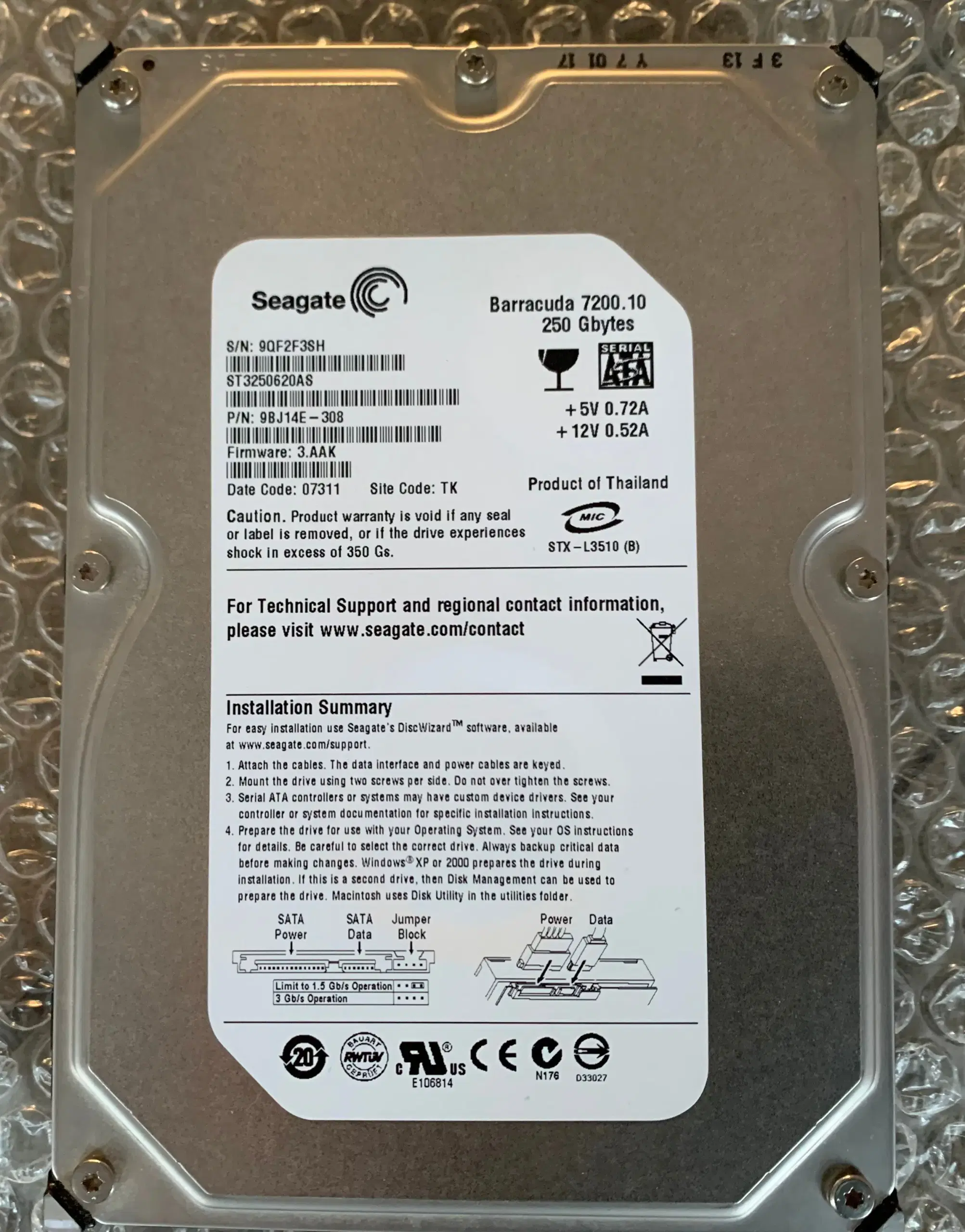 Seagate Harddisk 250GB