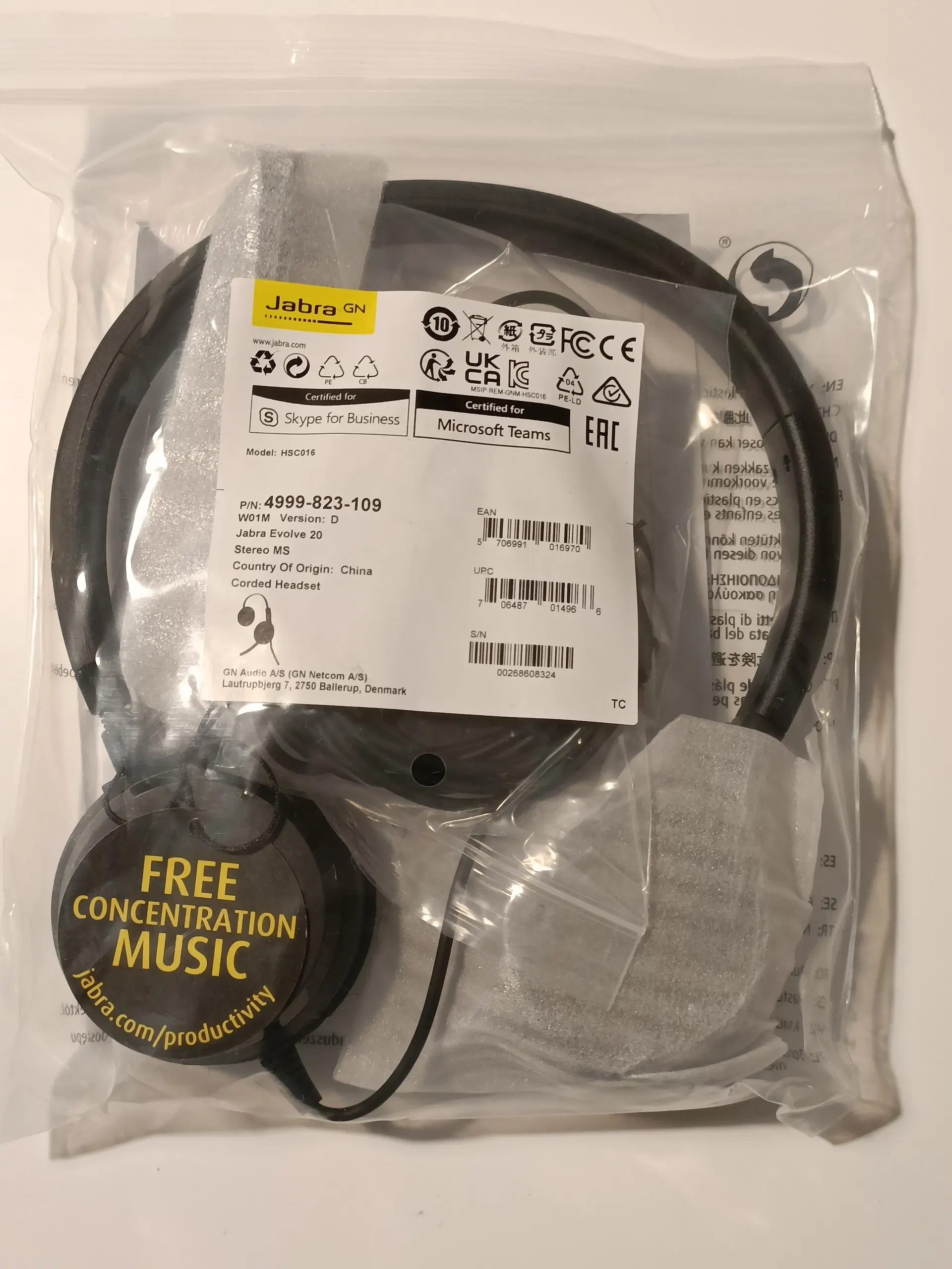 Headset Jabra Evolve 20 MS Stereo nyt