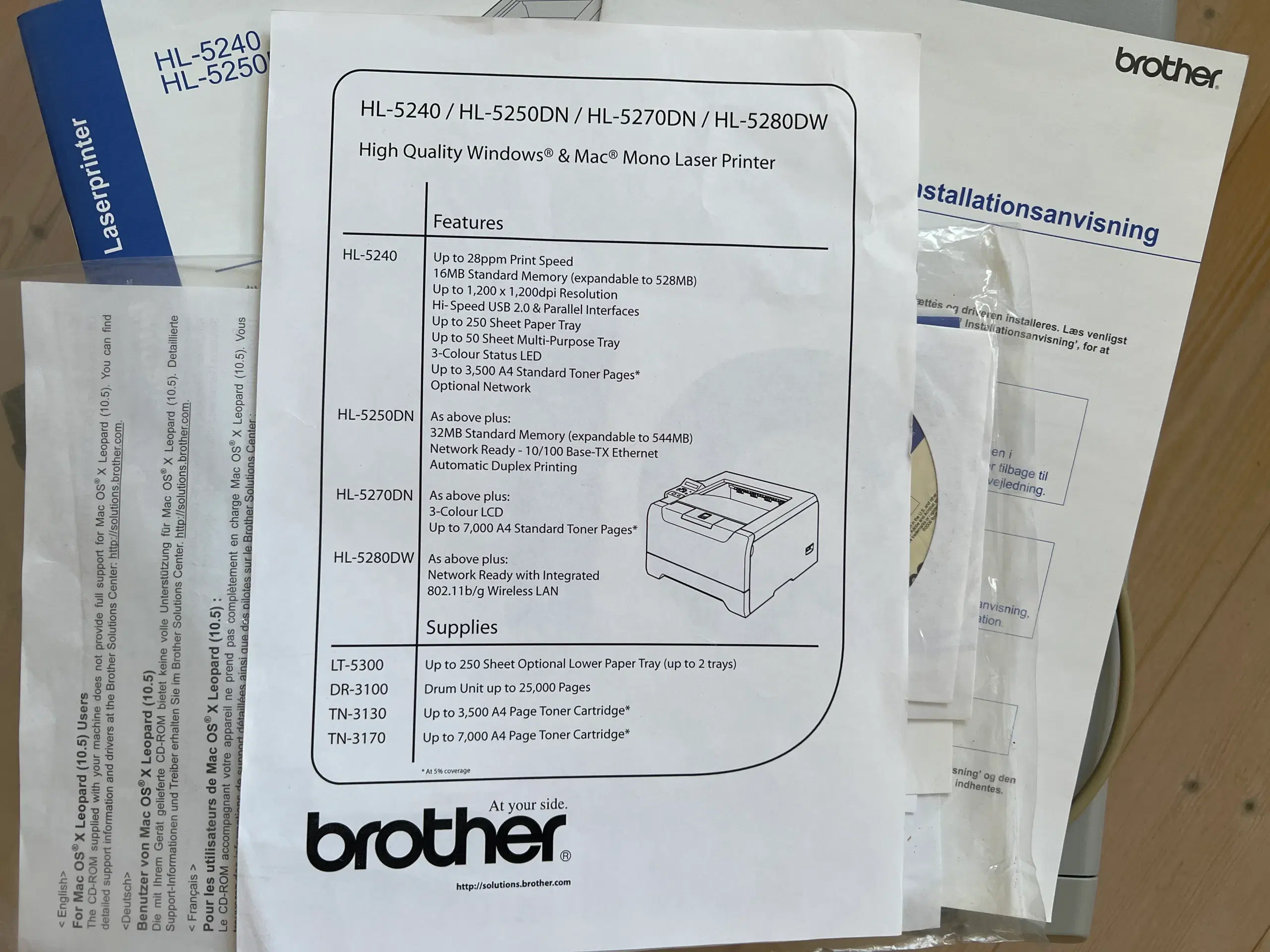 Brother HL-5240 Laser Printer sælges