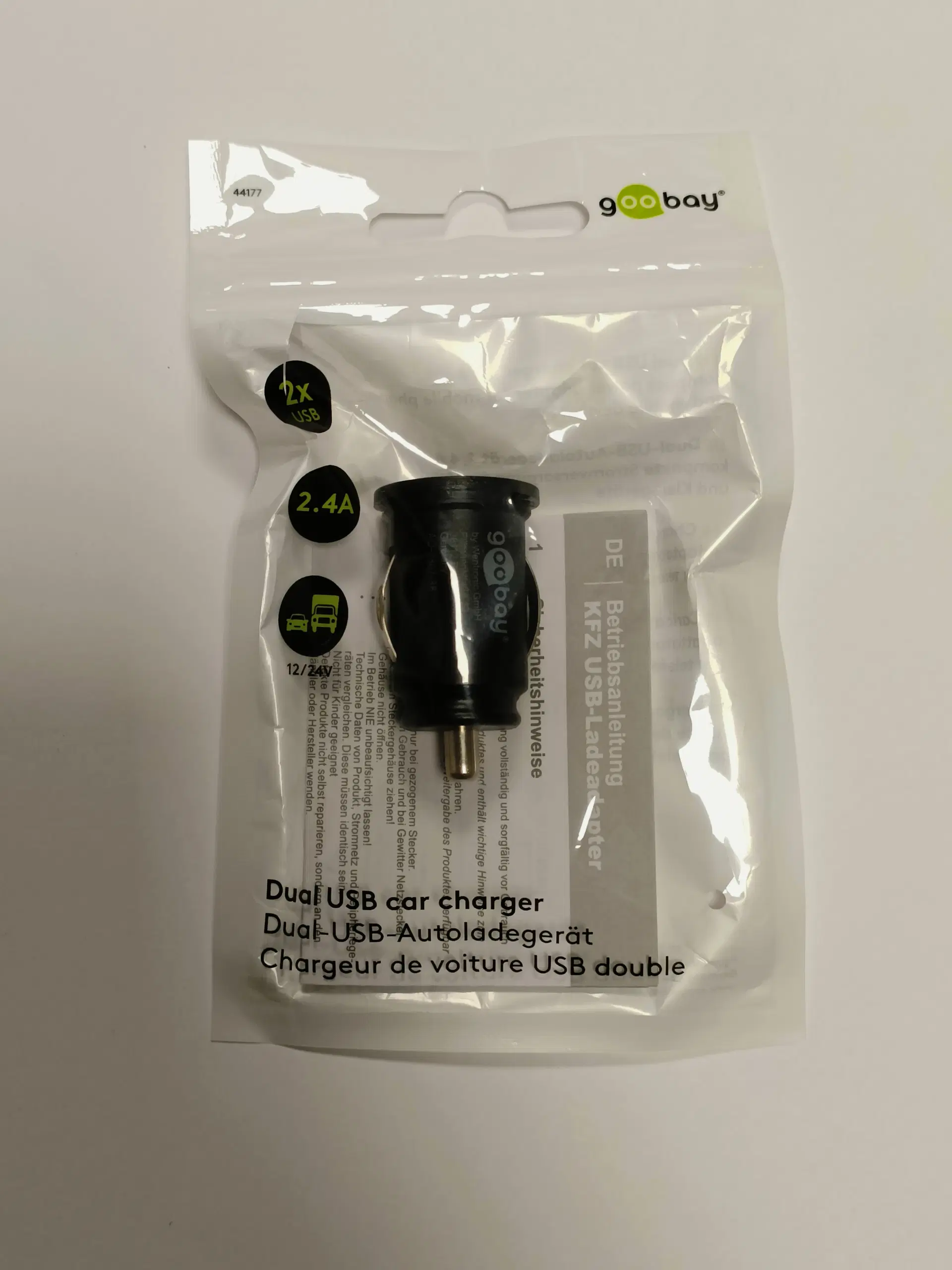 USB billader 24A (2xUSB-A) Goobay