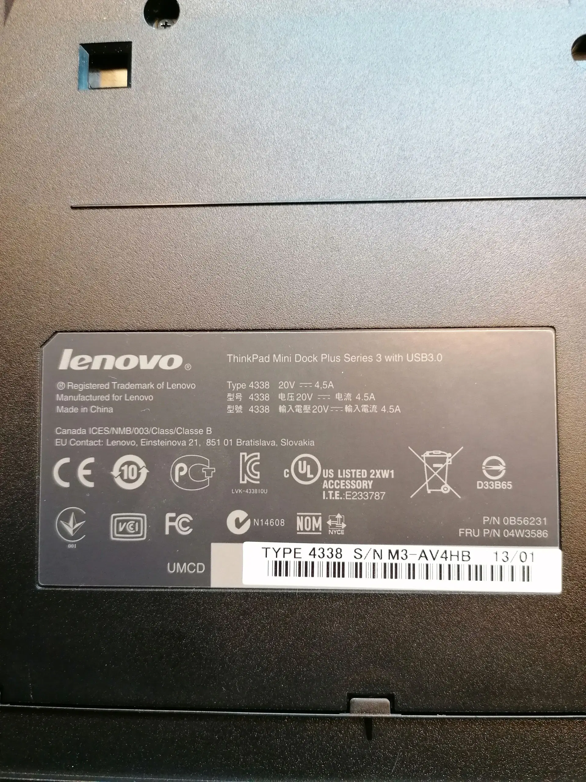 Lenovo dock med AC adapter