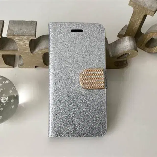 Sølv glimmer flip cover iPhone 7 el 8