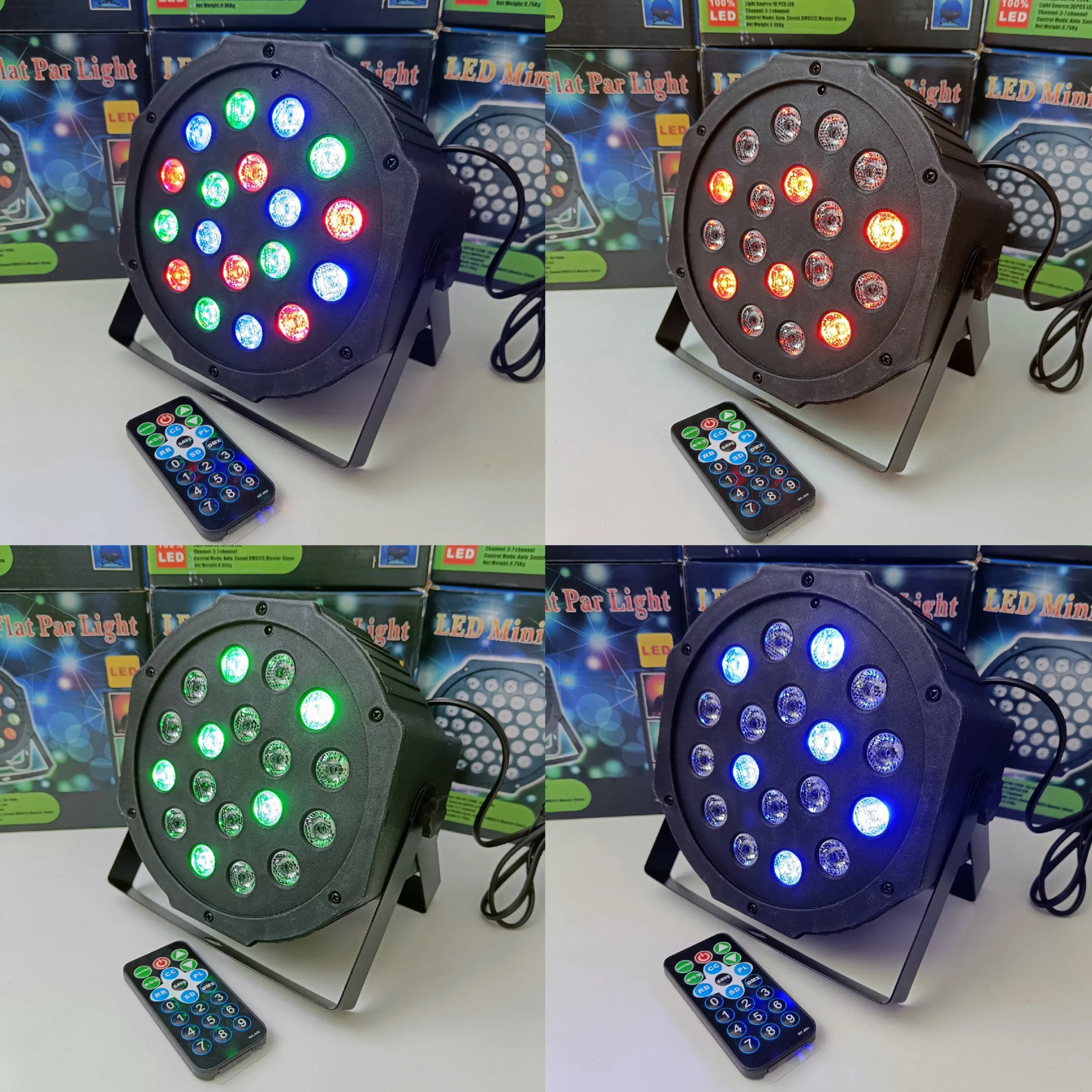 NY! 18 LED Diskolys + Lydsensor + Fjernbetjening