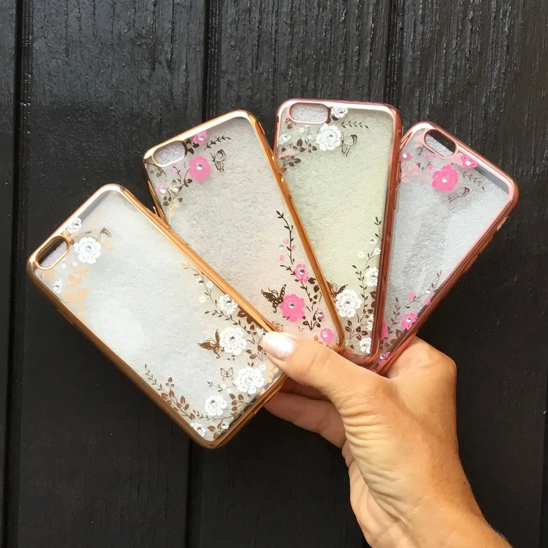 Silikone cover med similisten blomster til iPhone