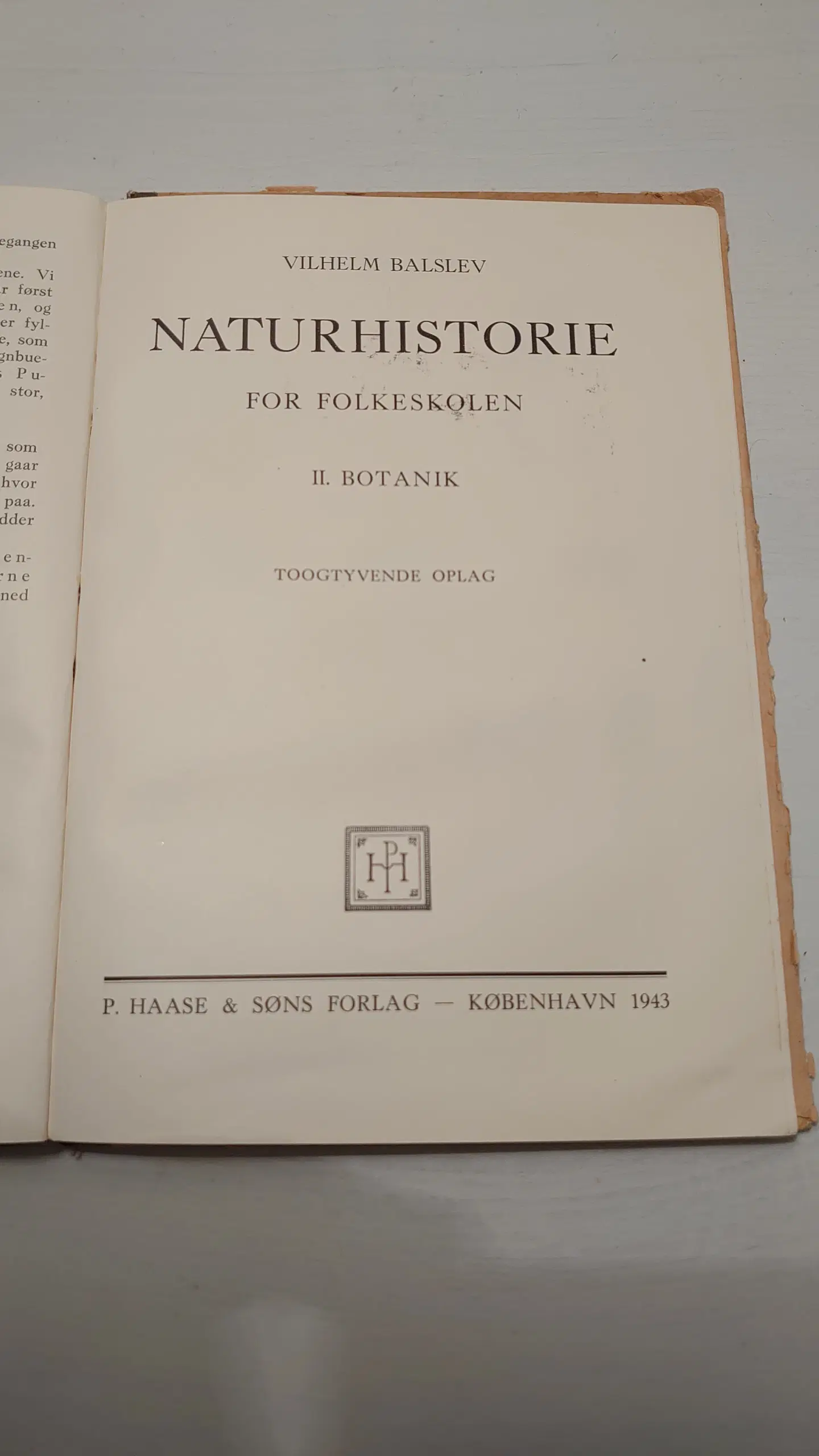 Vilhelm Balslev:Naturhistorie for Folkeskolen1943