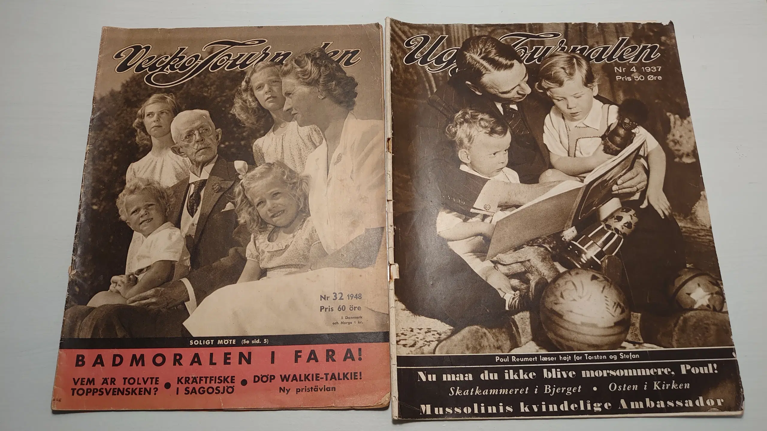 4 stk gamle Vecka-Journalen Svensk ugeblad