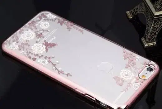 Silikone cover med similisten blomster til iPhone