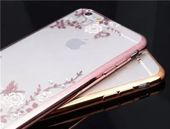 Silikone cover med similisten blomster til iPhone