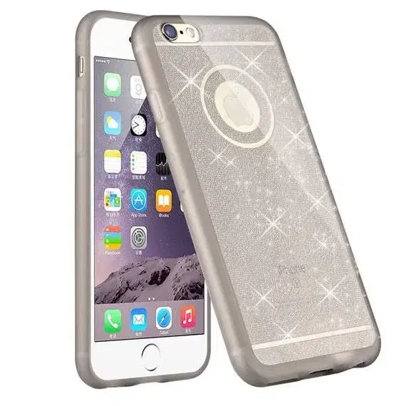 Grå glimmer cover til iPhone 5 5s SE 6 6s i siliko