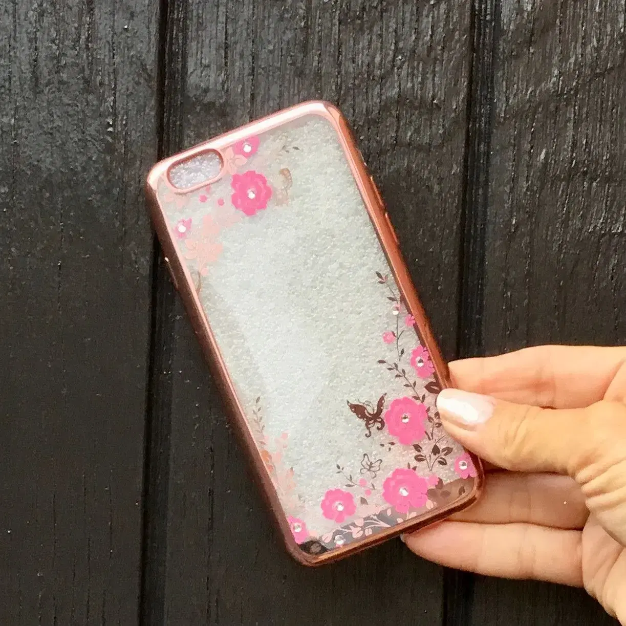 Silikone cover med similisten blomster til iPhone