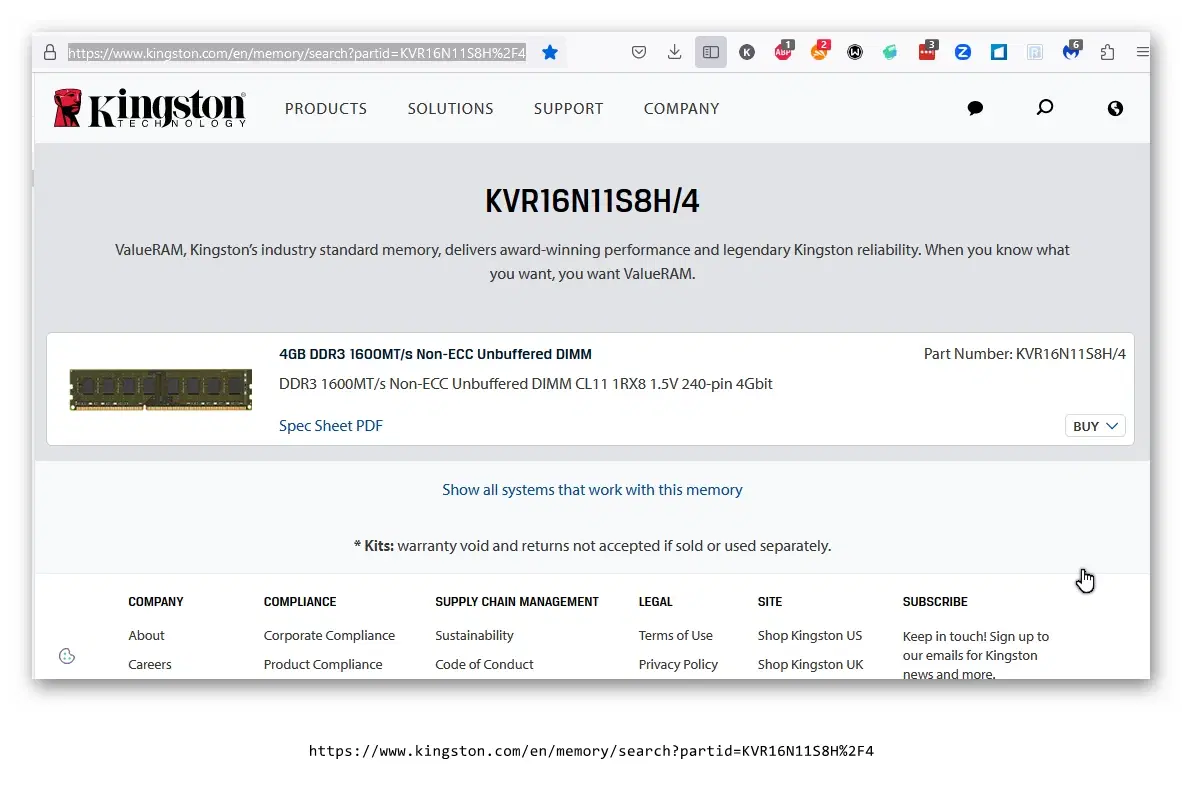 Kingston og Hynix DDR3 SDRAM 2 stk á 4 GB