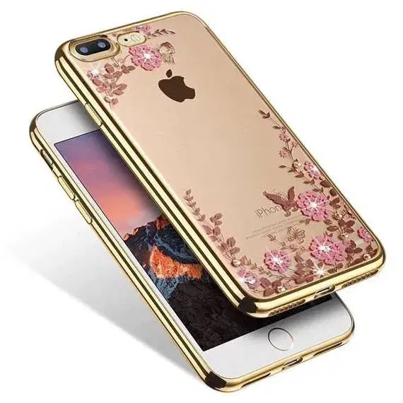 Silikone cover med similisten blomster til iPhone