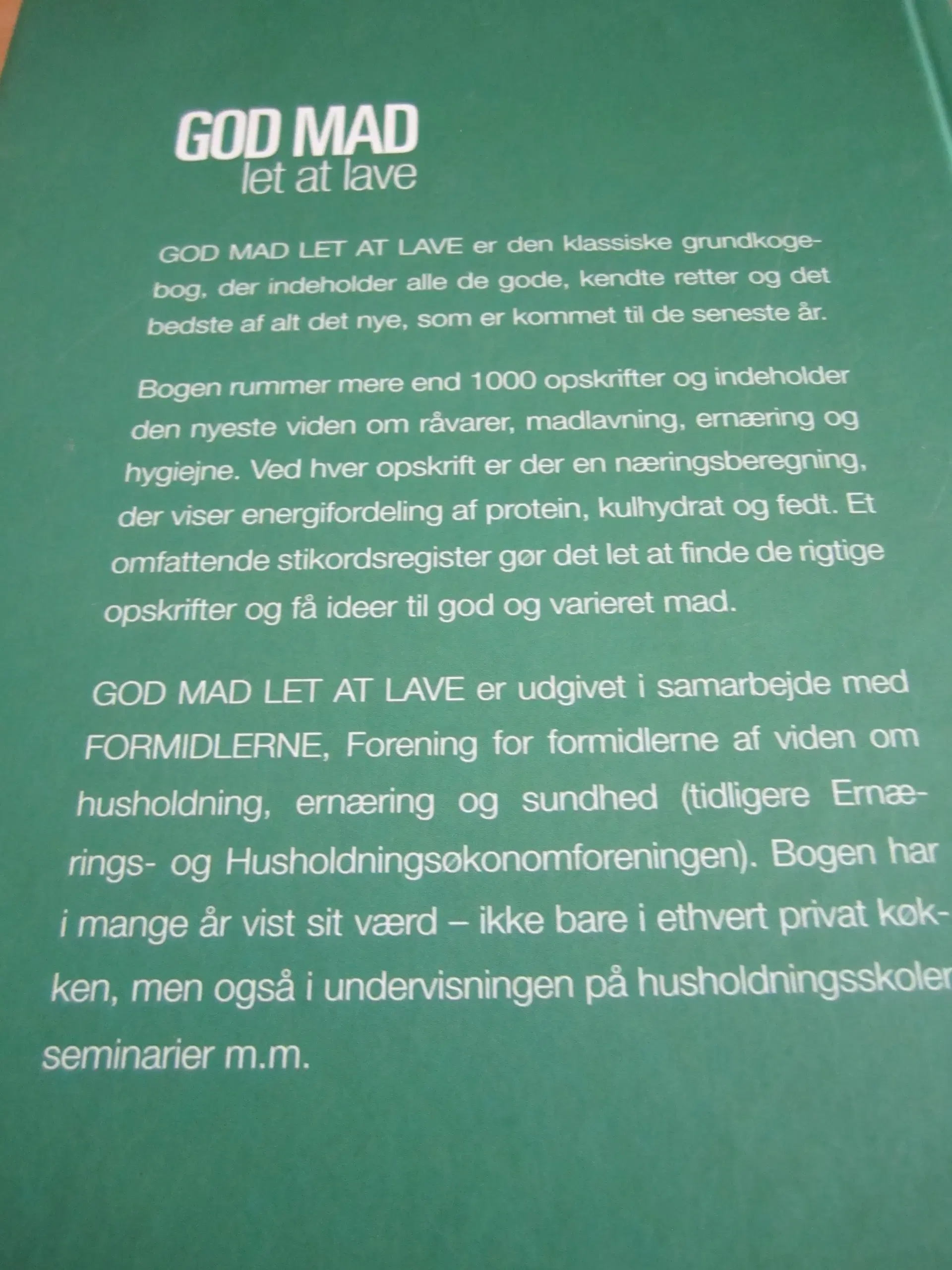 GOD MAD LET AT LAVE Klassisk Kogebog