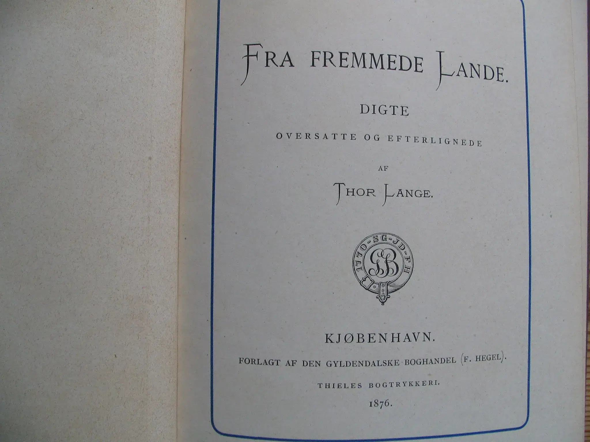 Thor Lange Fra fremmede Lande - Digte