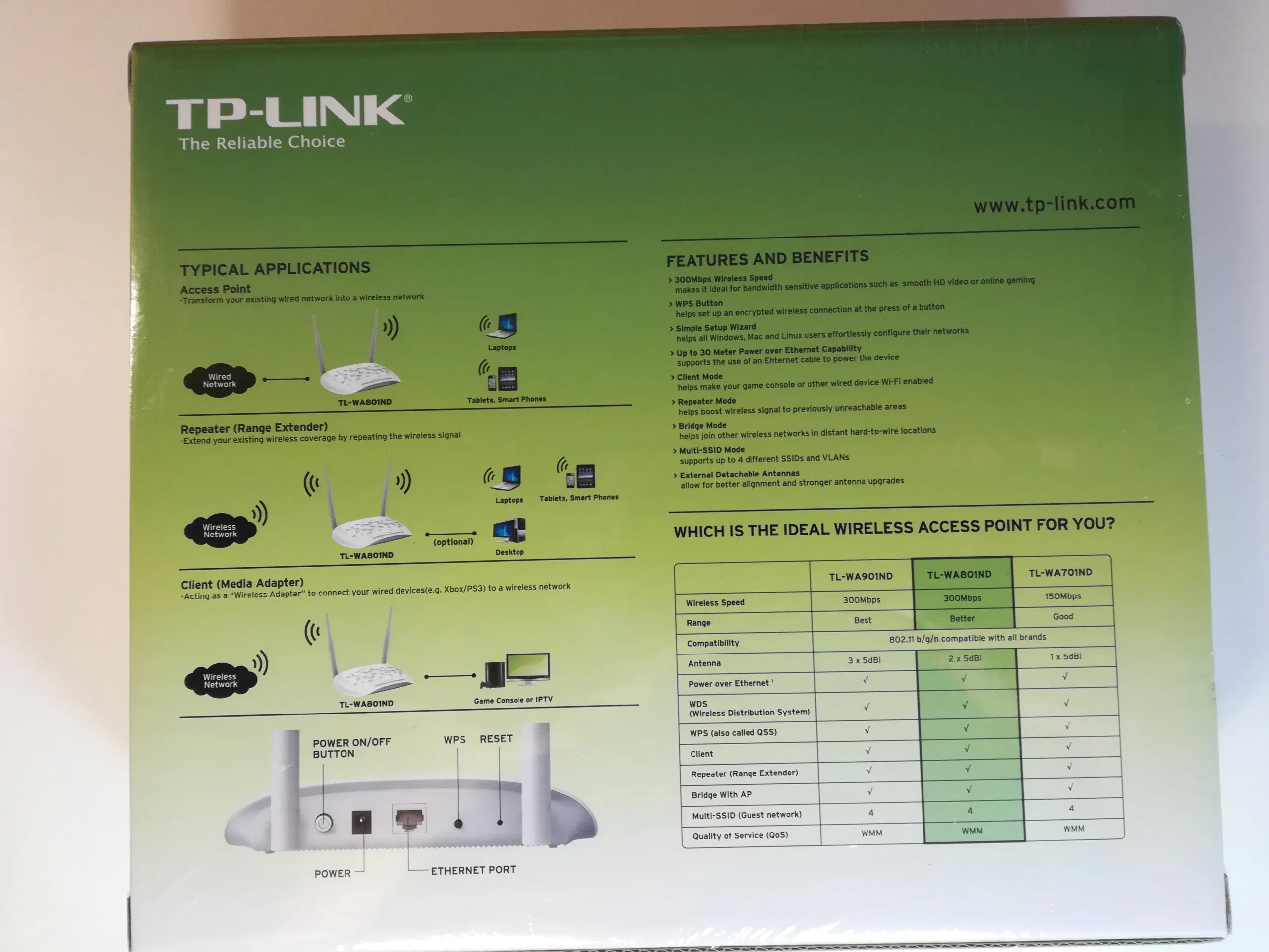 TP-Link Wireless N Access Point 300Mbps TL-WA801ND