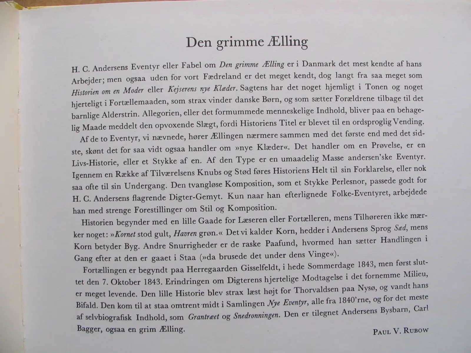 HC Andersen (1805-1875) Den grimme ælling