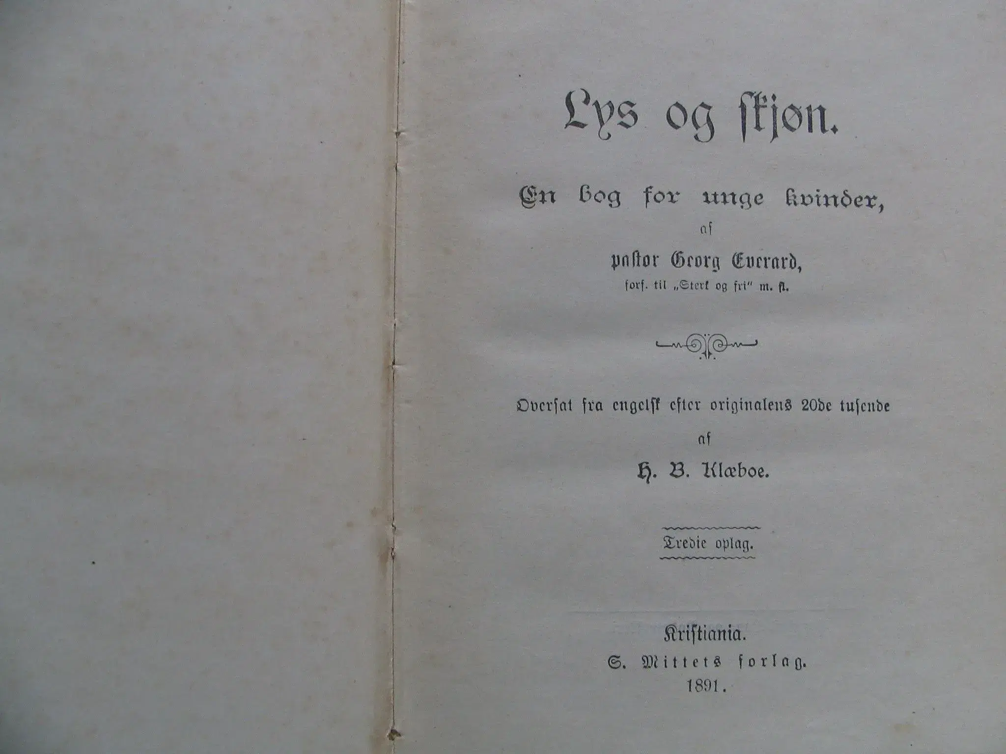 Georg Everard pastor Lys og Skjøn fra 1891