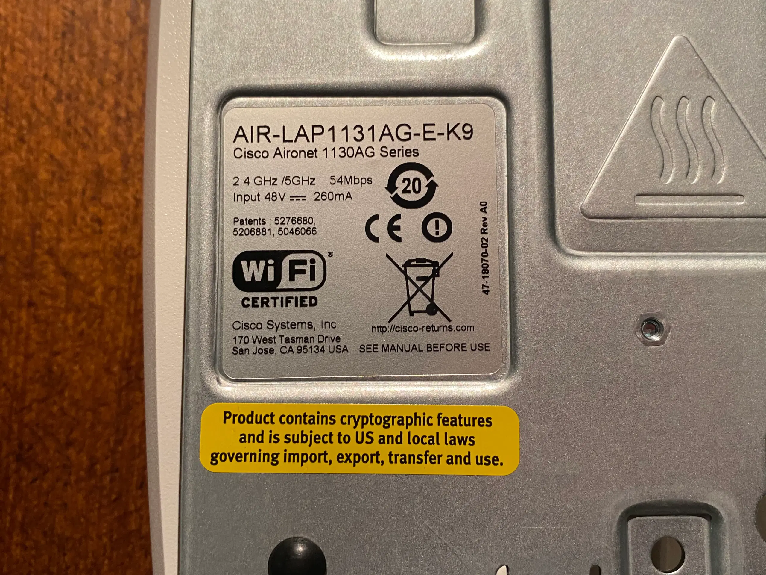 Router 5GHz AIR-LAP113AG-E-K9