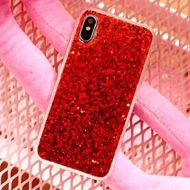 Rød glimmer cover iPhone 10 X el XS