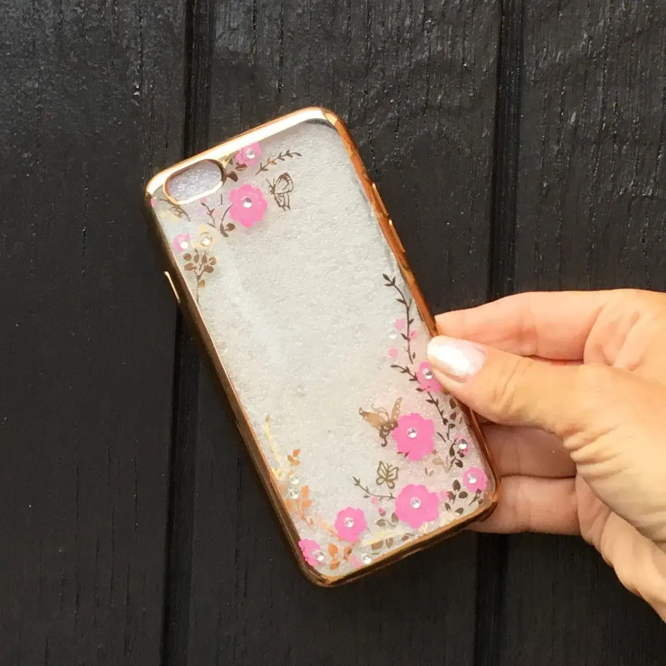 Silikone cover med similisten blomster til iPhone