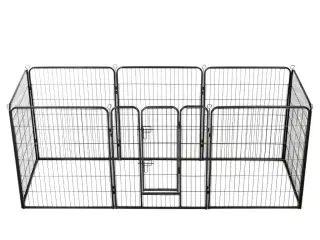 Løbegård til hunde 8 paneler stål 80 x 100 sort