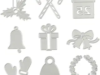 Skære- og prægeskabelon, julemotiver, diam. 2-6,5 cm, 1 stk.
