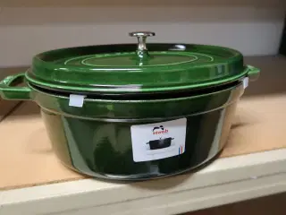 Støbejernsgryde oval Staub grøn 31 cm