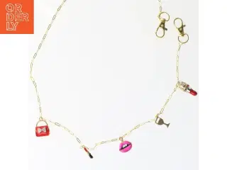 Guld halskæde med charms (str. 64 cm)