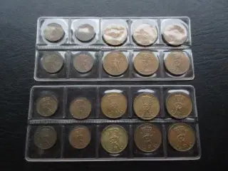 Hækkerupsæt 1 og 2 øre bronze 1960-1966 unc