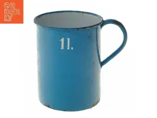 Blå emaljekrus (str. Ø 11 cm længde 13,5 cm)